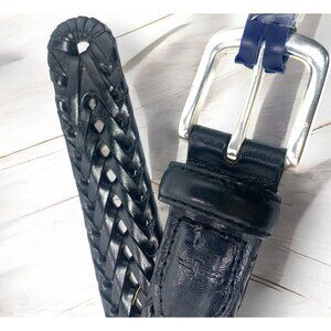 Dockers Mens Braided Genuine Leather Belt With Silver Buckle Size 32